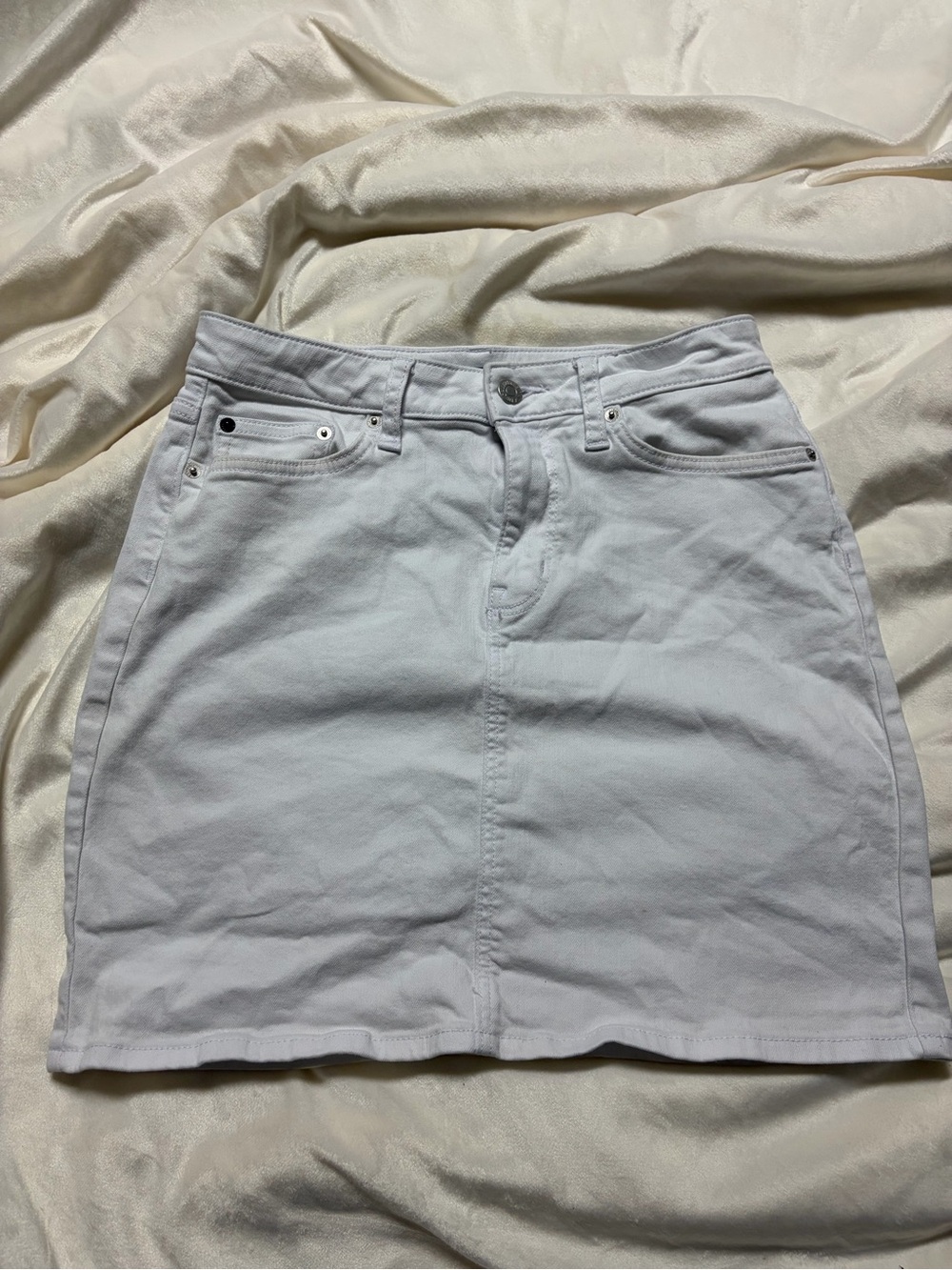 Calvin Klein Women's White Denim Mini Skirt